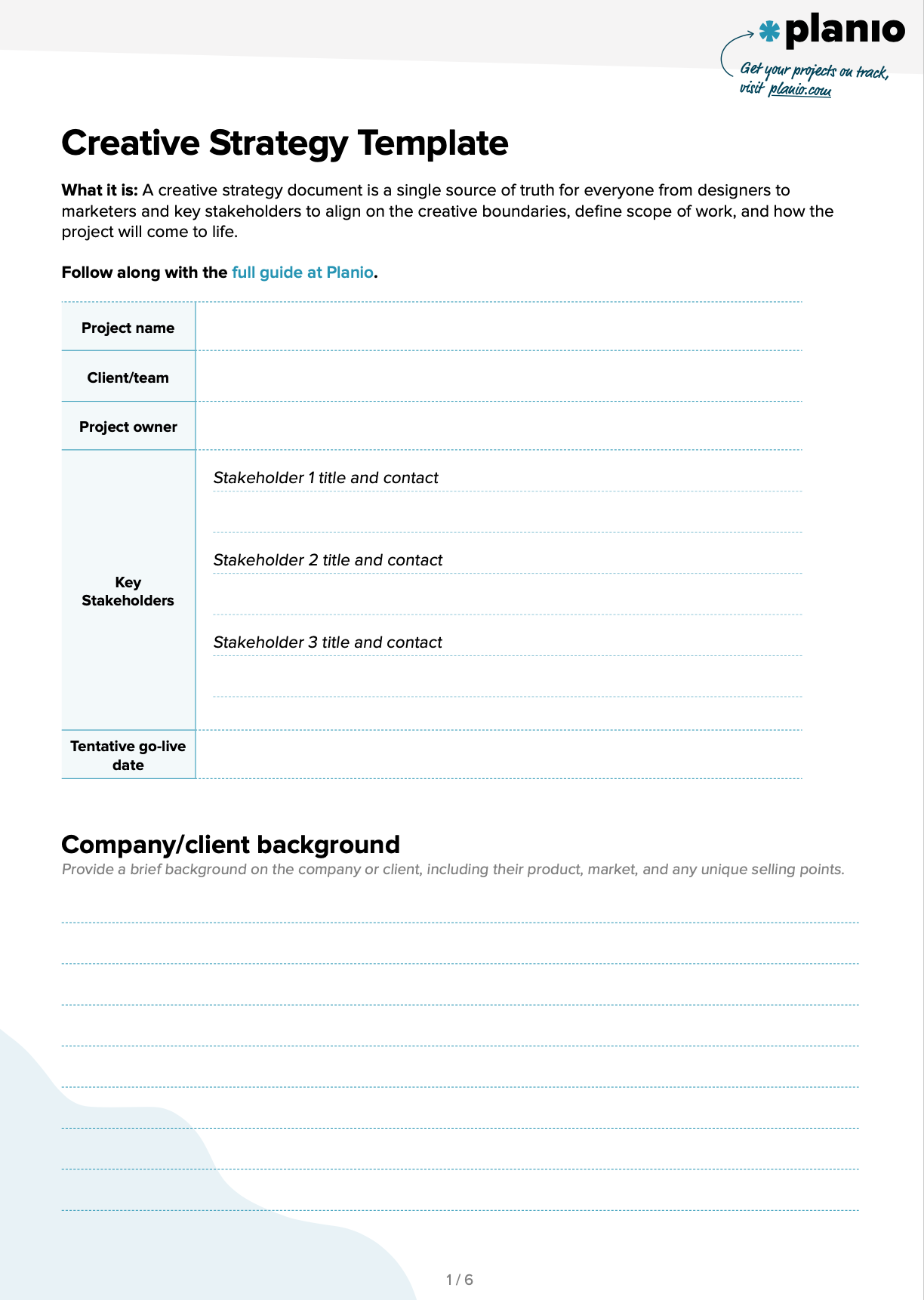 Creative strategy template screenshot
