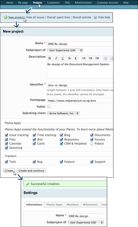 Planio 101 how to create a new project 1