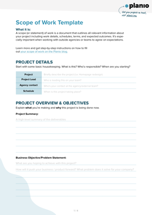 Scope of work template screenshot