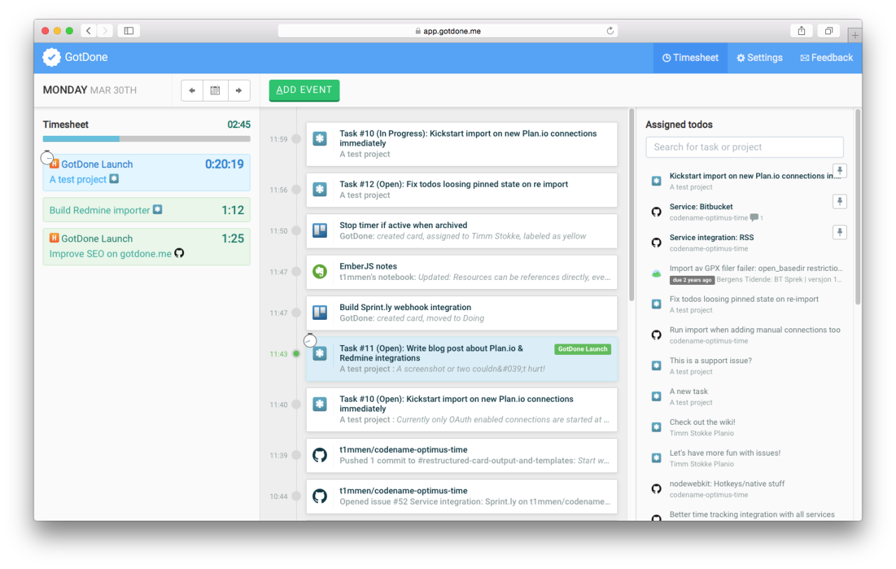 Time tracking with planio and gotdone 1