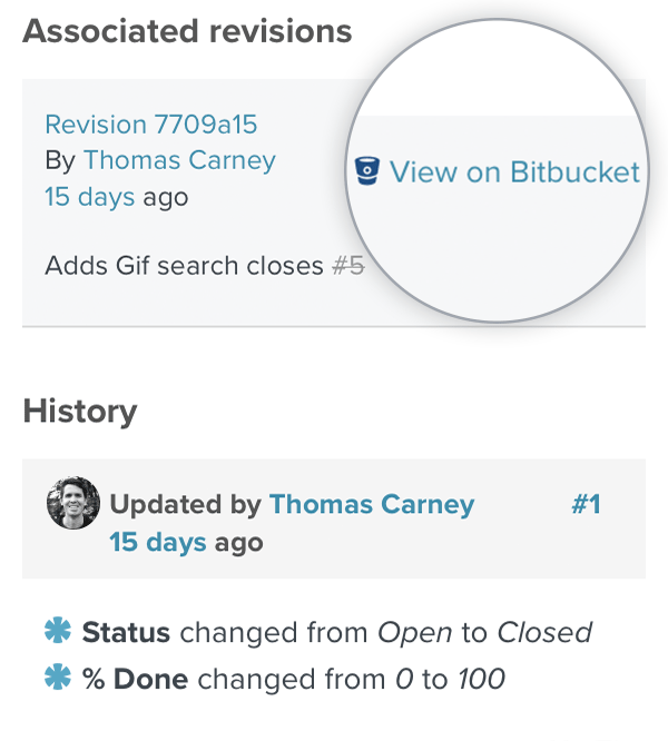 Quickly jump to Bitbucket commits from Planio