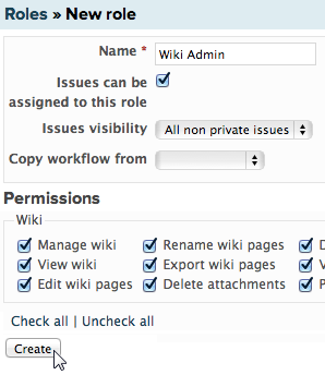 Définir les permissions du wiki pour un rôle Wiki Admin